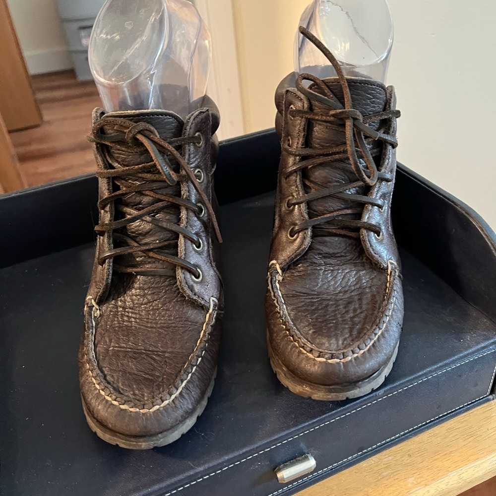 Maine classic’s women’s size 6 Brown Leather Moc Toe Lace-Up Boots